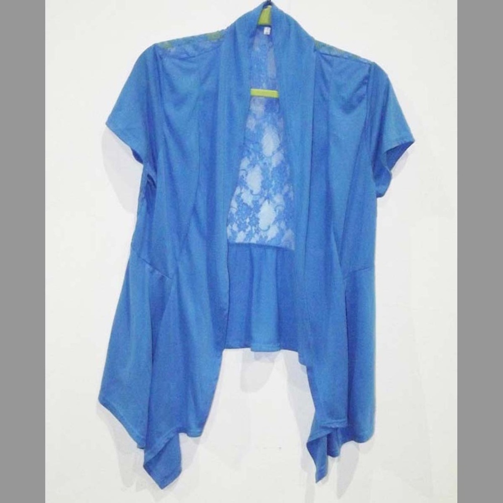 Light Blue Lace Back Jacket / Shawl - L/XL (NWOT)